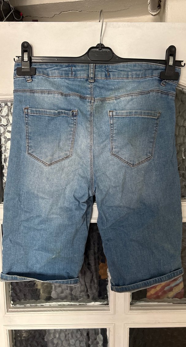 Erkek Mavi Midi Kot Şort - Görsel 2