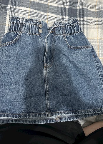 BERSHKA Kadın Mavi Denim Mini kot Etek