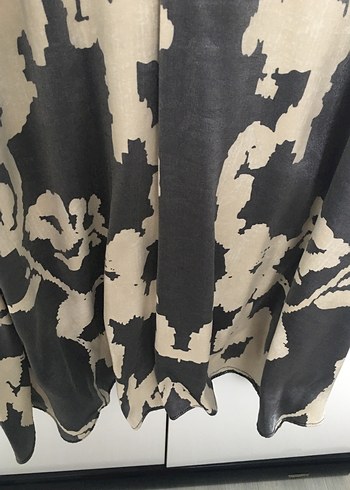 Gri krem desenli elbise - Görsel 3