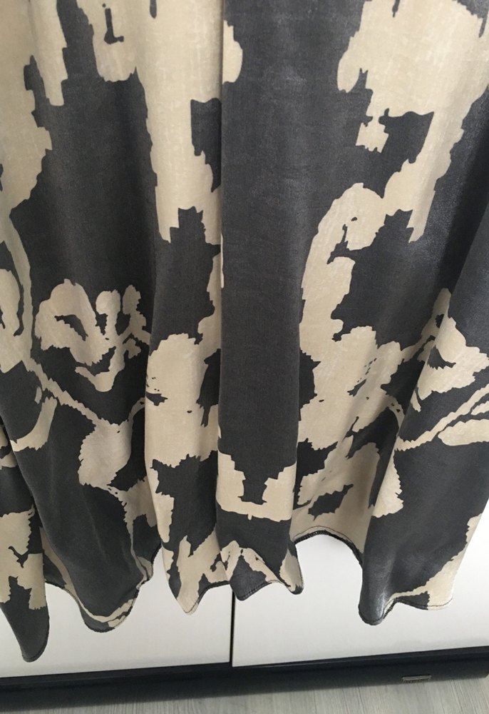 Gri krem desenli elbise - Görsel 3