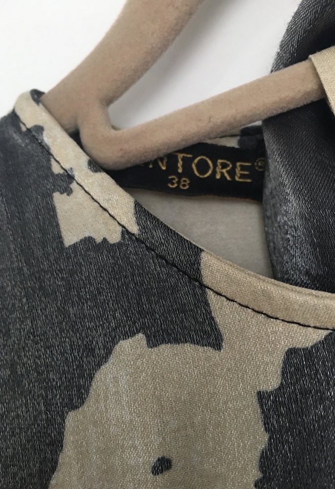 Gri krem desenli elbise - Görsel 4