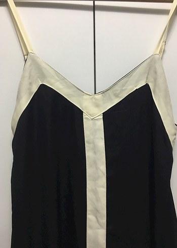 Siyah V Yakalı Uzun Askılı Elbise - Görsel 2