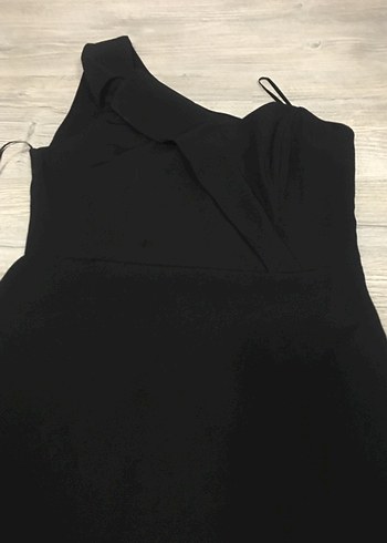 Siyah Drapeli Midi Kadın Elbise - Görsel 4