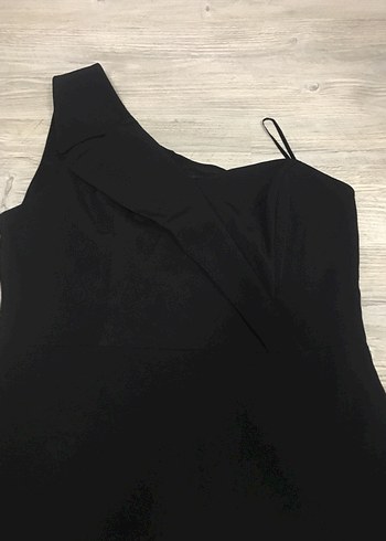 Siyah Drapeli Midi Kadın Elbise - Görsel 2