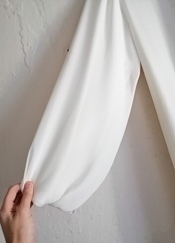 Şifon düz beyaz elbise 