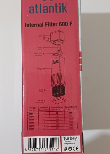 Atlantik Akvaryum Pompa Ve İç Filtre 600F Siyah Sıfır Üründür. - Görsel 2