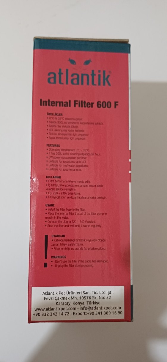 Atlantik Akvaryum Pompa Ve İç Filtre 600F Siyah Sıfır Üründür. - Görsel 3