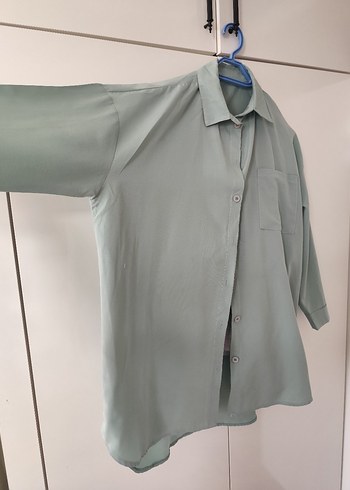 Düğmeli Uzun Kollu  Gömlek - Görsel 5