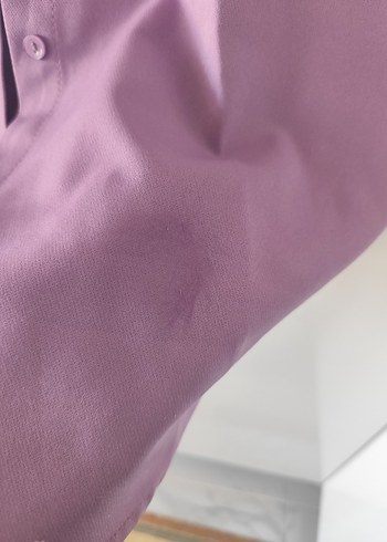 Uzun Kollu Düğmeli Mor Kadın Gömlek - Görsel 5