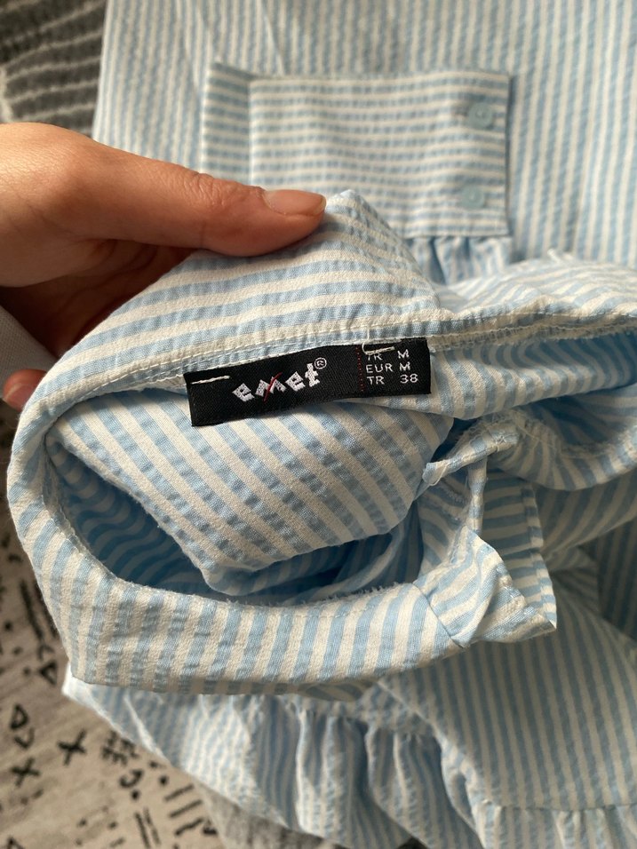 Mavi çizgili gömlek - Görsel 4