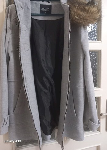 Gri Midi Kadın Kaban Kürk Detaylı - Görsel 3