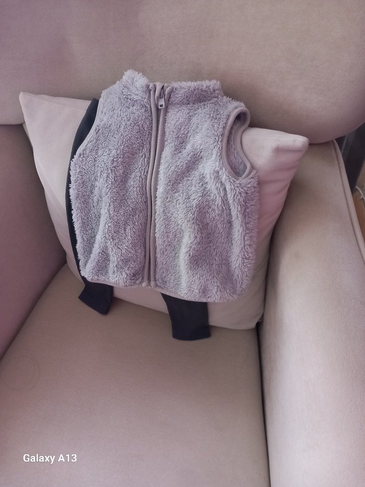 unisex Çocuk Gri Kürklü Yelek - Görsel 2