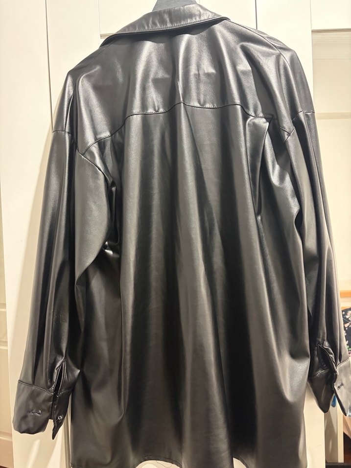 Siyah Deri gömlek - Görsel 5