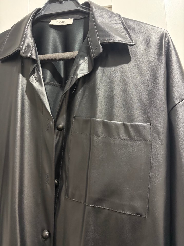 Siyah Deri gömlek - Görsel 2