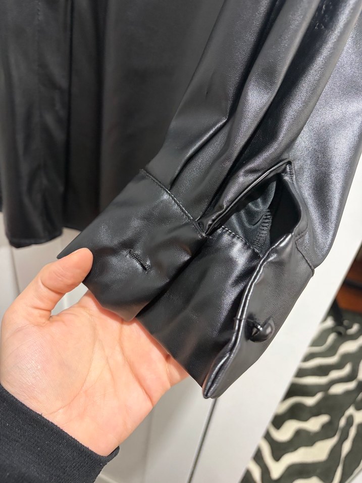 Siyah Deri gömlek - Görsel 4