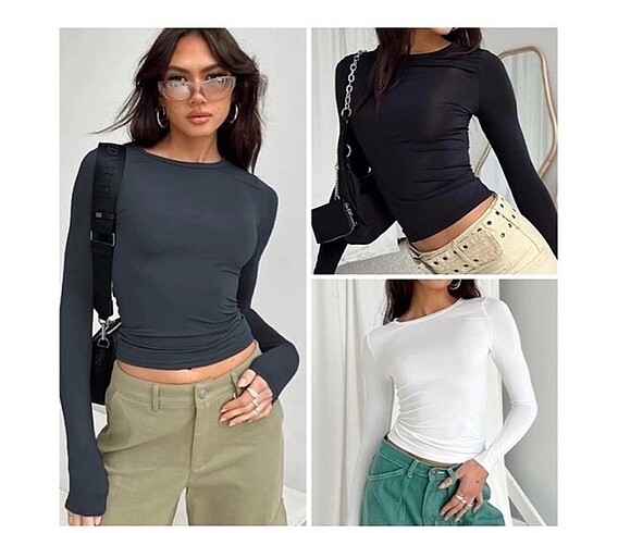 Madmext füme bisiklet yaka basic uzun kollu body