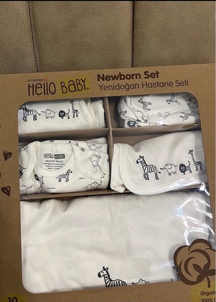 Zebra Desenli Beyaz Bebek Hastane Seti - Görsel 2