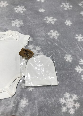 Bebek Beyaz Hastane Kıyafeti 3'lü Set 43 cm prematüre - Görsel 2