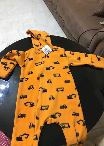 Sarı Baskılı Fermuarlı Bebek Tulumu - Görsel 5