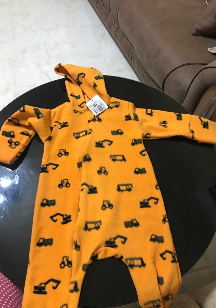 Sarı Baskılı Fermuarlı Bebek Tulumu - Görsel 5