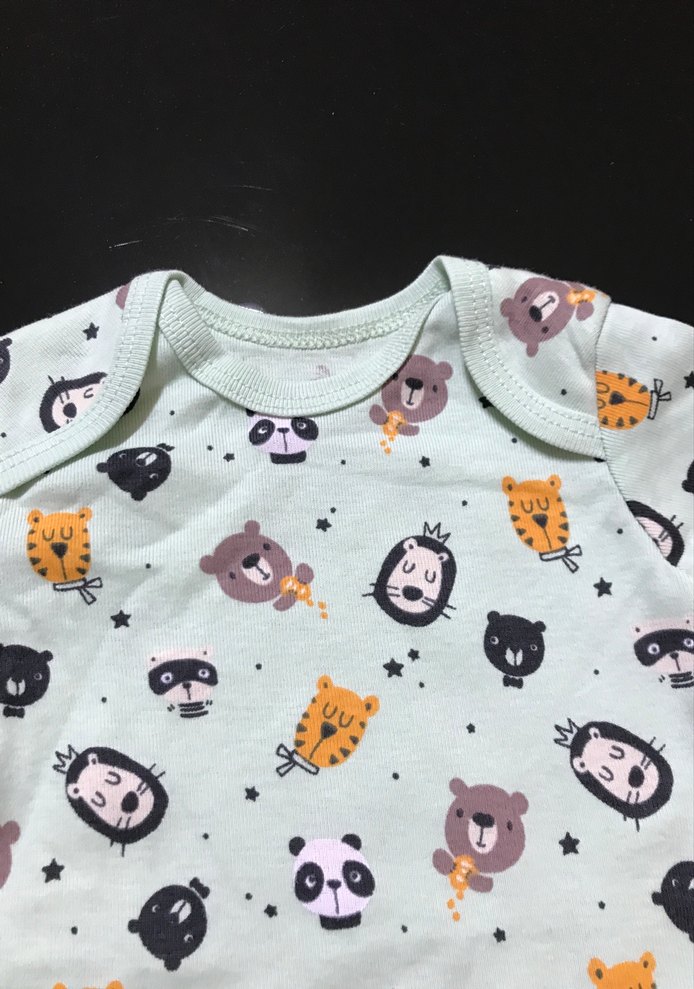 Pastel Desenli Gri Kısa Kollu Bebek Body - Görsel 3