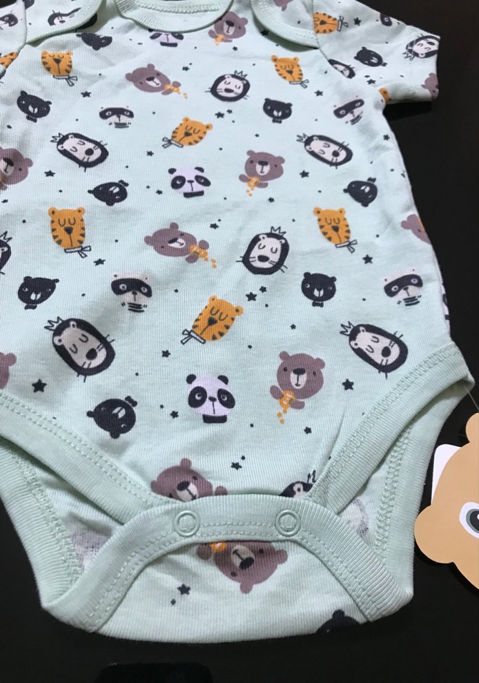 Pastel Desenli Gri Kısa Kollu Bebek Body - Görsel 2