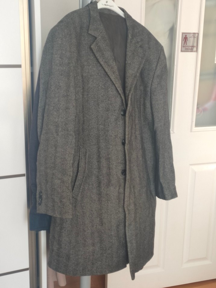 Gri Düğmeli Midi Erkek Keten Ceket - Görsel 2