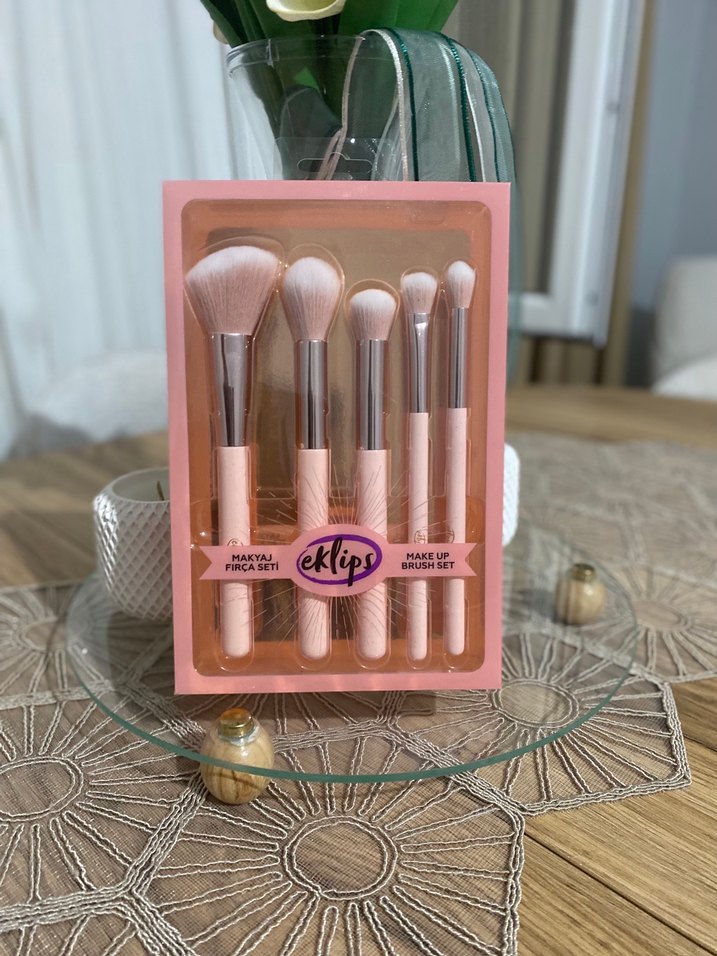 Pembe Makyaj Fırça Seti 5'li - Görsel 2