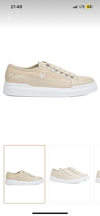 Benetton Krem Sneaker spor ayakkabı