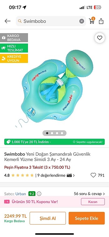 Diğer Swimbobo güvenlik kemerli yüzme simidi