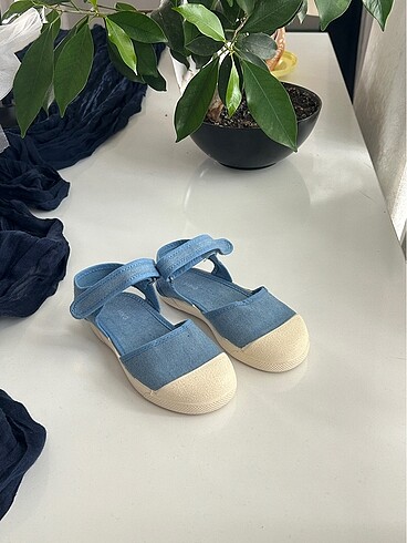 Mango denim cırcırtlı sandalet Babet