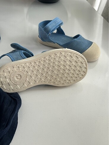 24 Beden mavi Renk Mango denim cırcırtlı sandalet Babet