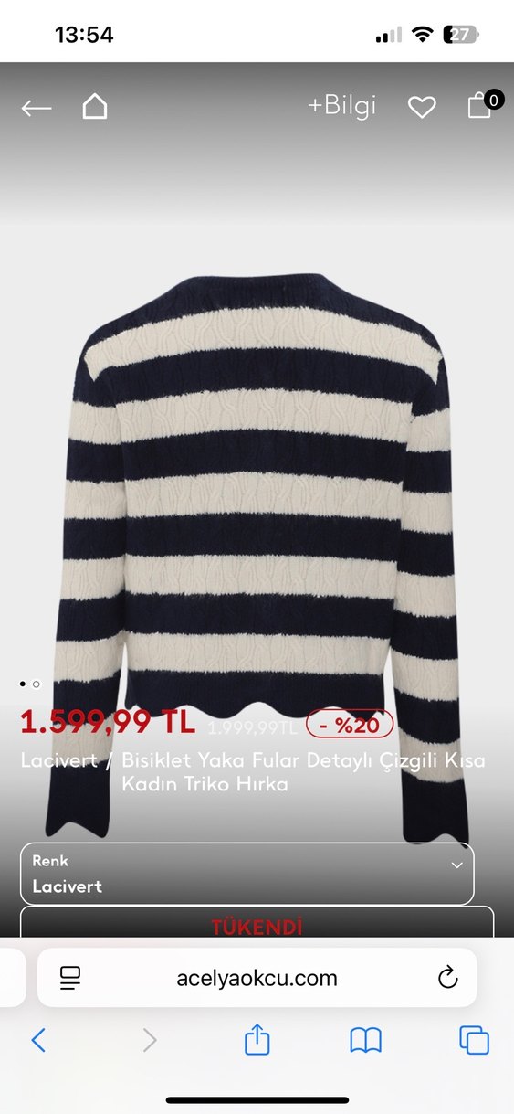 Açelya okçu Bisiklet Yaka Fular Detaylı Çizgili Kadın Hırka - Görsel 2