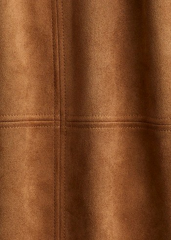 H&M Kadın Kahverengi Kısa Kollu Süet Tişört - Görsel 2