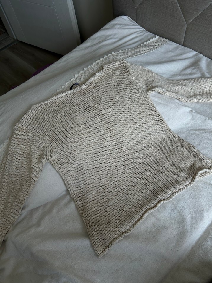 Bej Kadın Triko Bisiklet Yaka Kazak - Görsel 2