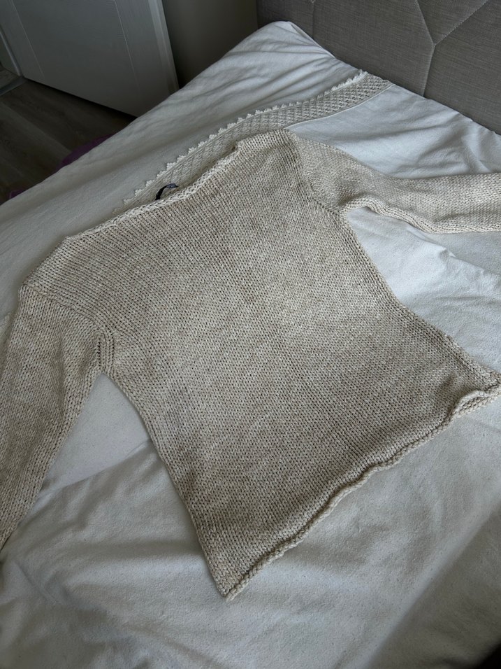 Bej Kadın Triko Bisiklet Yaka Kazak - Görsel 3