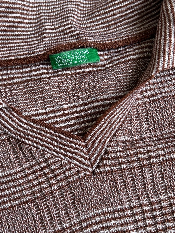 Benetton Örgü Kahverengi Kısa Kollu Polo Tişört - Görsel 3