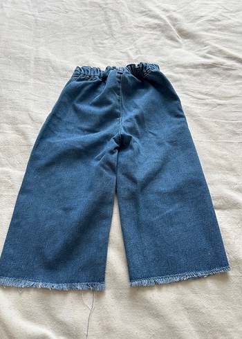 Kız Çocuk Gri Mavi Bol Kesim  wide legDenim Pantolon - Görsel 3