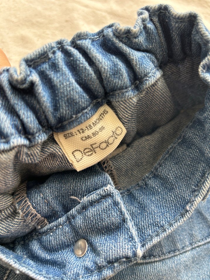 Kız Çocuk Gri Mavi Bol Kesim  wide legDenim Pantolon - Görsel 2