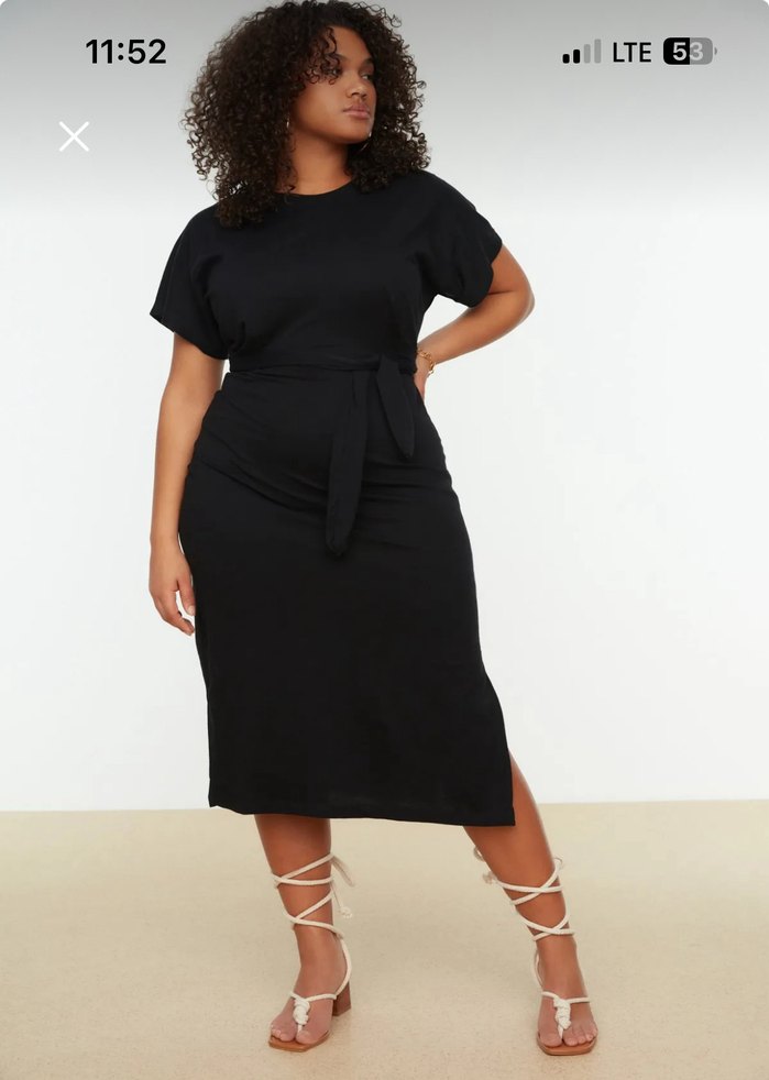 Kemer Detaylı Siyah Kadın Kalem Elbise - Görsel 3