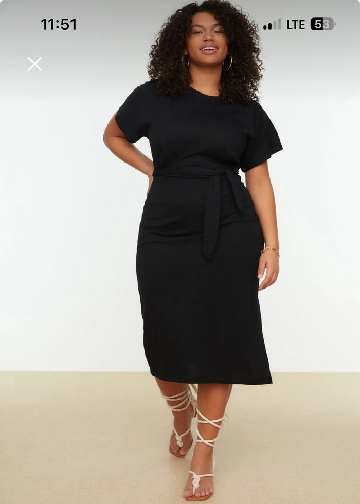 Kemer Detaylı Siyah Kadın Kalem Elbise - Görsel 4