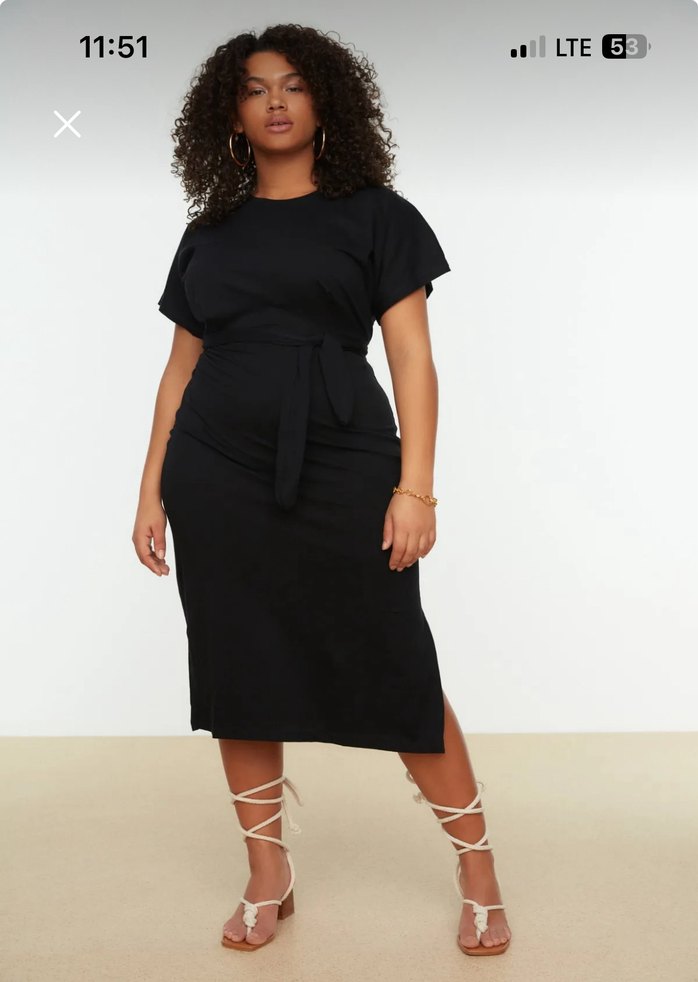 Kemer Detaylı Siyah Kadın Kalem Elbise - Görsel 5