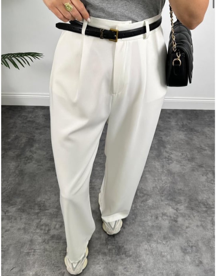 Zara Model Pileli Dökümlü Palazzo Ekru - Görsel 2