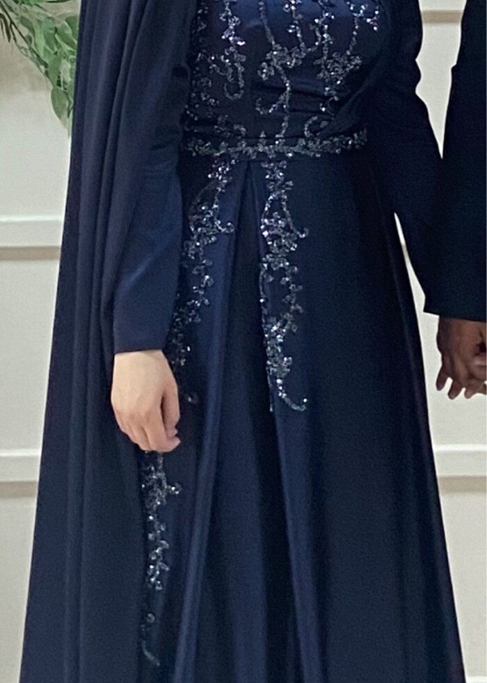 Lacivert taşlı abiye elbise - Görsel 5