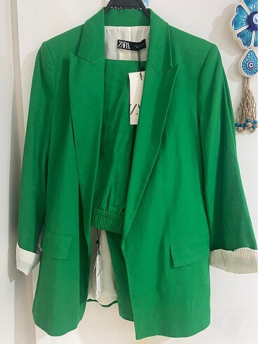 m Beden yeşil Renk Zara blazer ceket pantolon takım