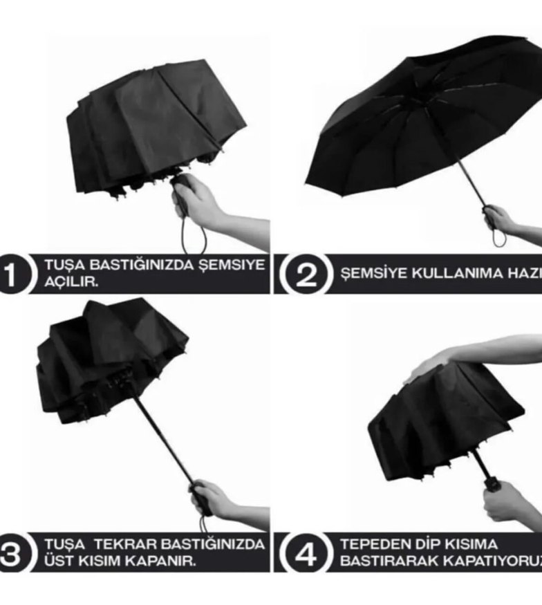 Katlamalı Siyah Gotik Kadın Şemsiye - Görsel 2