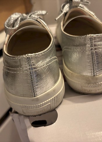 Gri Yılan Desenli Metalik Kadın Sneakers - Görsel 3