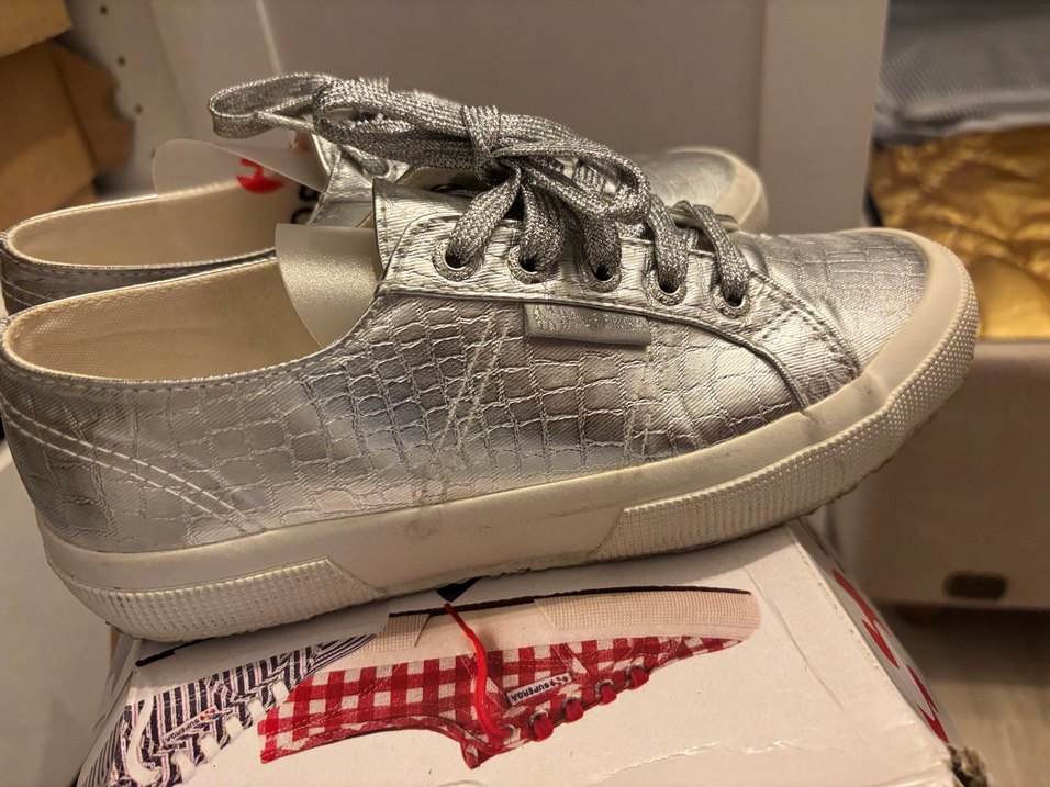 Gri Yılan Desenli Metalik Kadın Sneakers - Görsel 2