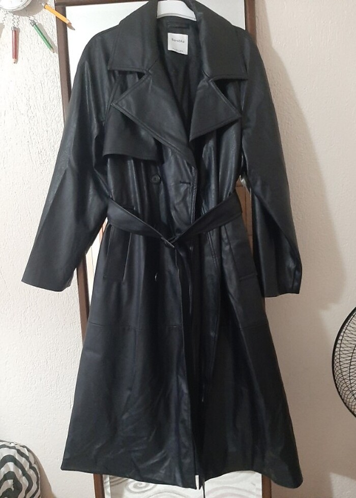 Bershka deri kaban - Görsel 5