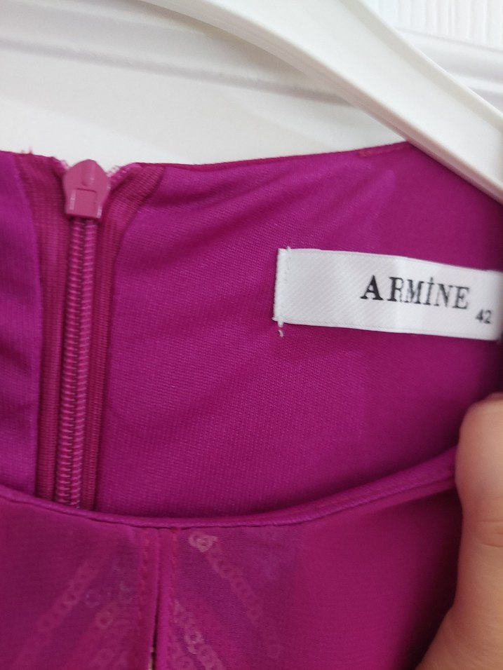 Fuşya Uzun Kollu Drapeli Önü Tül  Bluzlu - Görsel 3